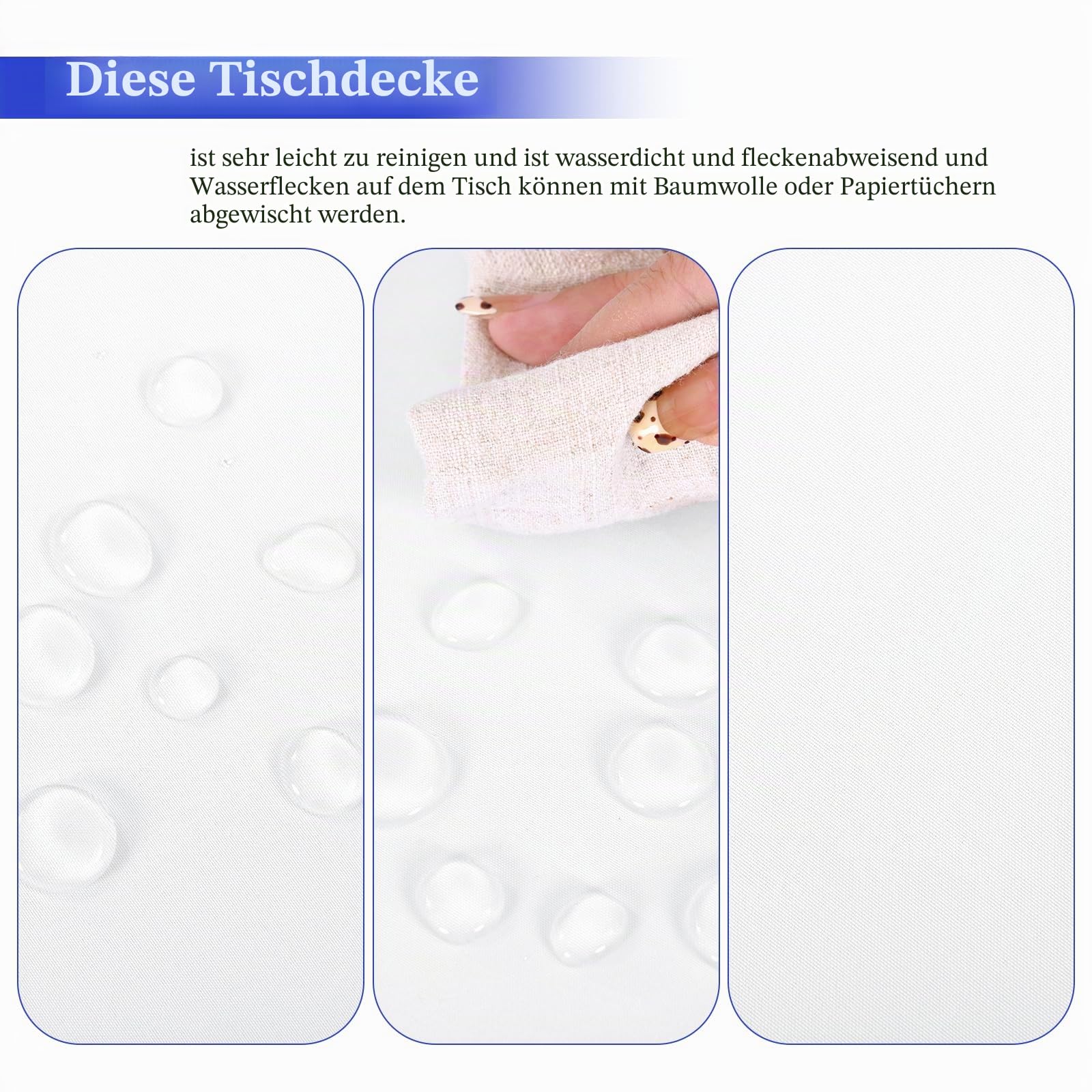 4 Stück Tischdecke Weiß, 229 cm Tischdecken, Wasserabweisend Polyester Weiße Tischdecke für Runde Tische, Wasserabweisend Tischdecke Rund für Party, Hochzeit, Essen