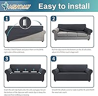 Vista 139 de Asnomy Couch Covers for 3 Cushion Couch Stretch Sofa Covers Slipcovers, Pet Protector Furniture Covers for Dogs Cats Spandex Jacquard Fabric Small