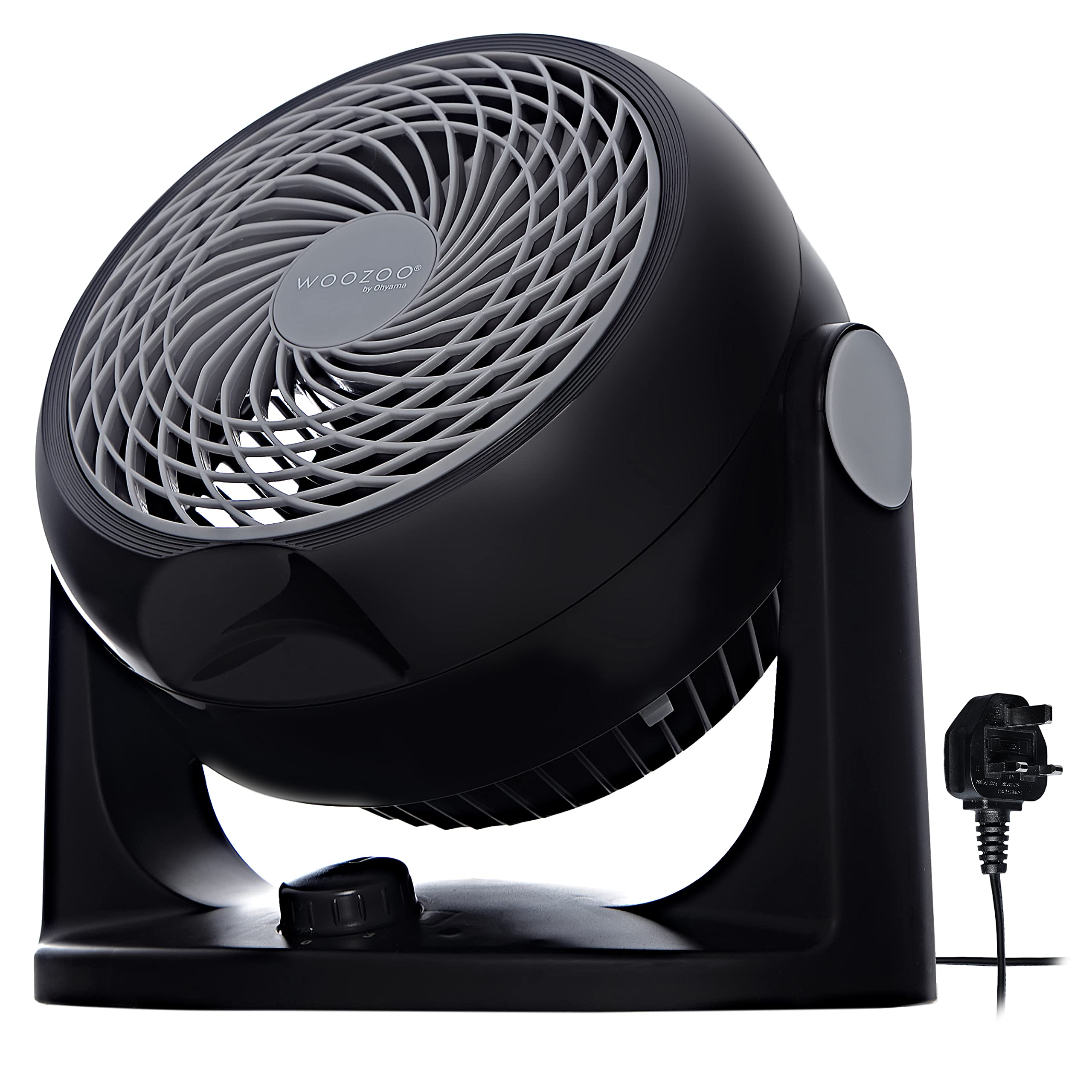 Woozoo ® by Ohyama, Silent desk fan/table fan, 34W, 23m², Vertically adjustable, Handle, 3 speeds, For office, living room, next to bed - Woozoo PCF-HD18N - Black