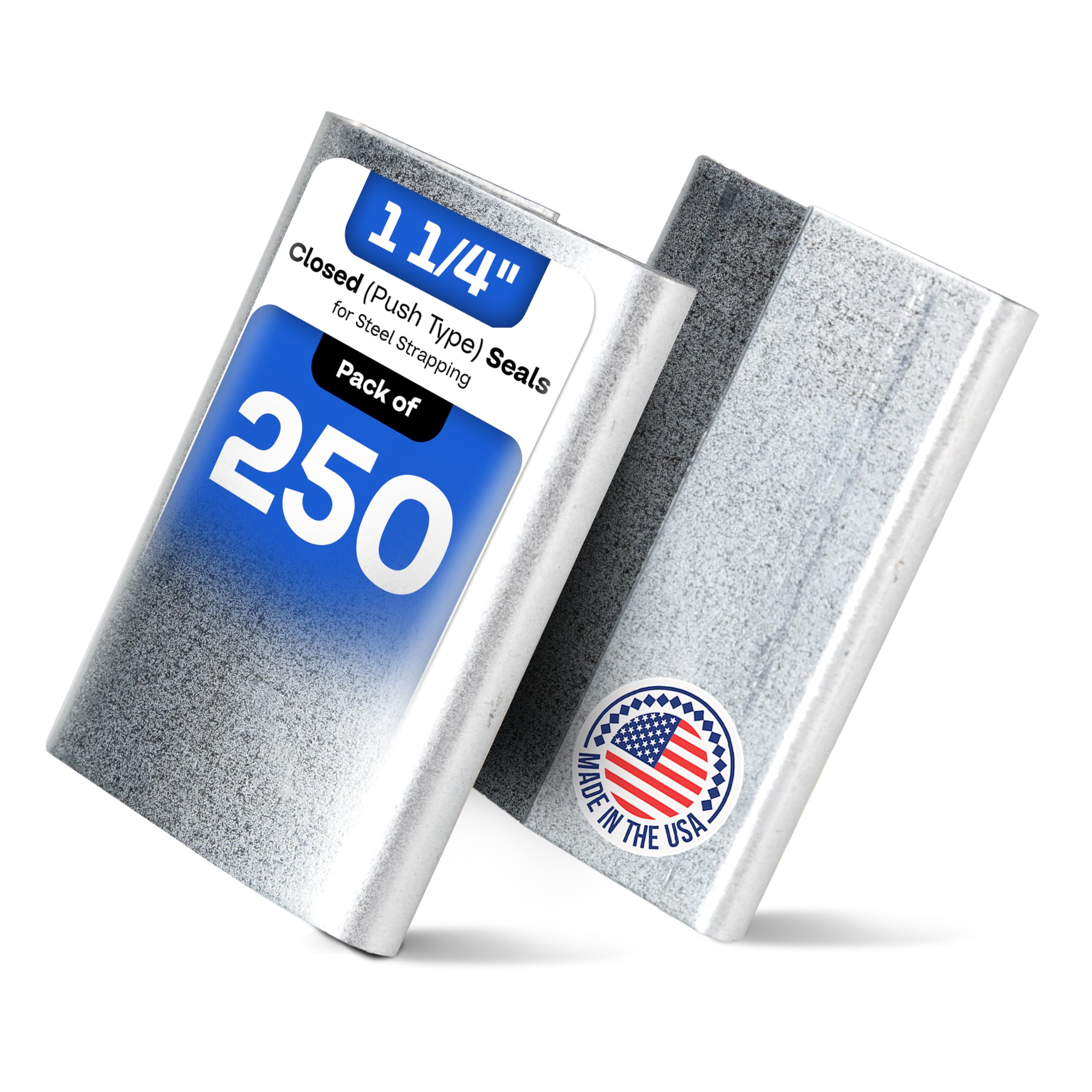 IDL Packaging 1-1/4" Closed (Push) Seals for Steel Strapping, Pack of 250