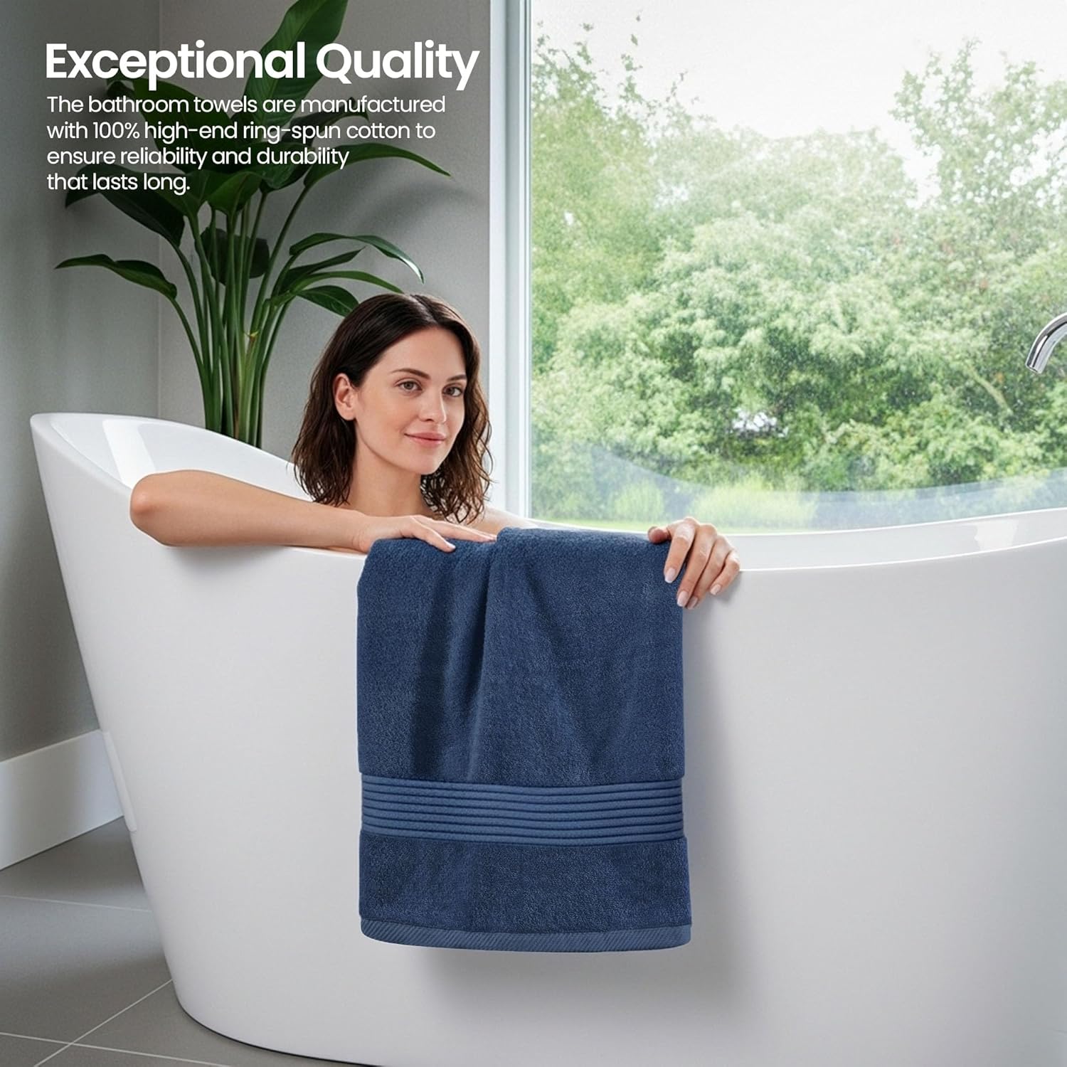 Utopia Towels 6 Pack Bath Towels Set, (27 x 54 Inches) 100% Ring Spun Cotton, Quick Dry, Highly Absorbent, Soft Feel Towels (White, Cool Grey, Turqoise, Sage Green, Navy, Beige) - Image 6