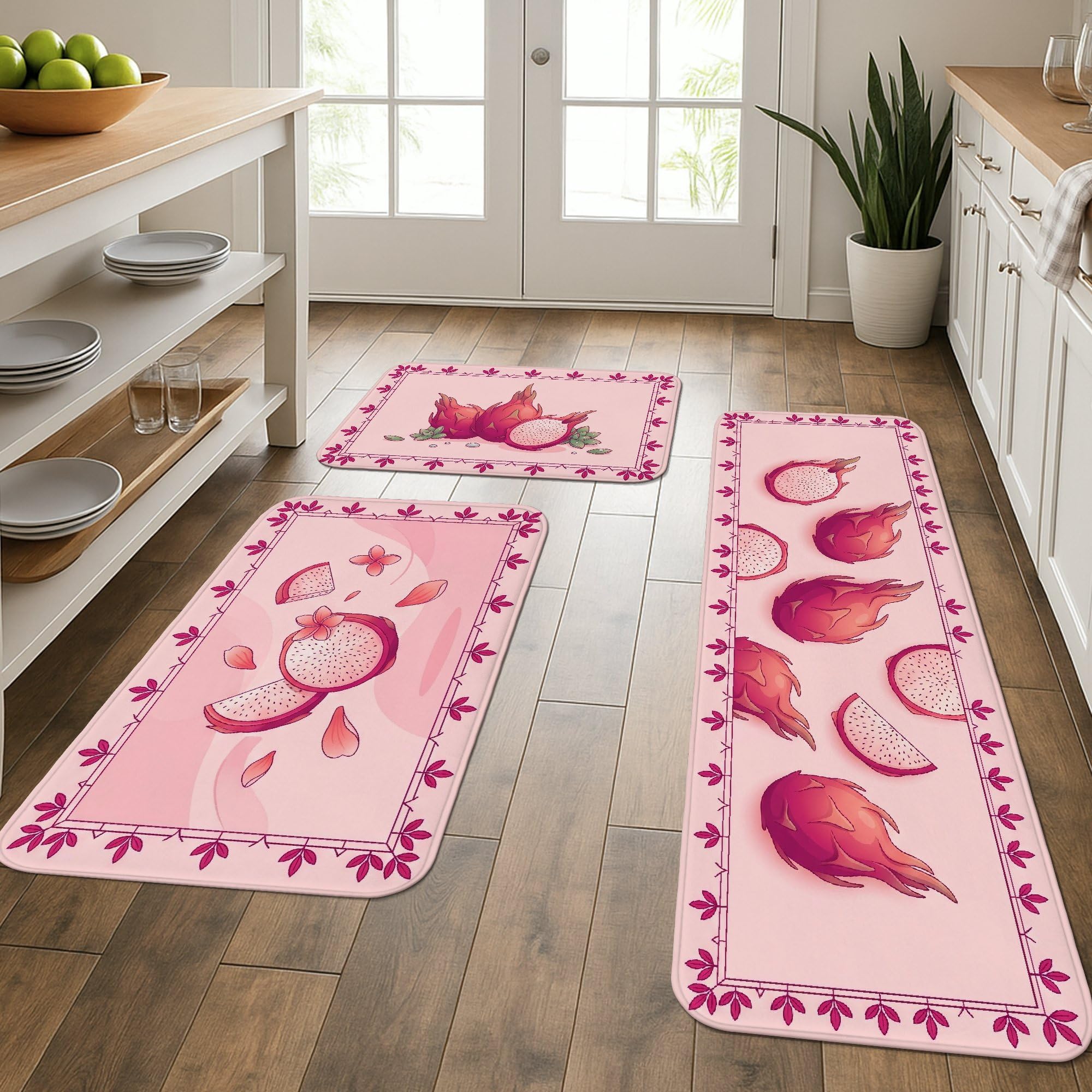Tapis de cuisine pour évier buanderie et salle de bain lot de 3 pêche