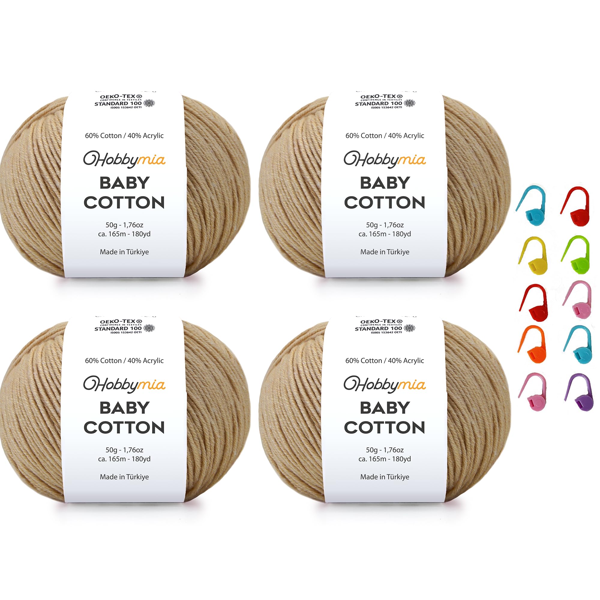 Baby Cotton Blend Yarn – Soft Sport Weight Yarn for Crochet & Amigurumi - 50g/180yds - 60% Cotton 40% Acrylic - Ideal for Baby & Knitting Proj.(Neon Green, 1 Ball) — view 25