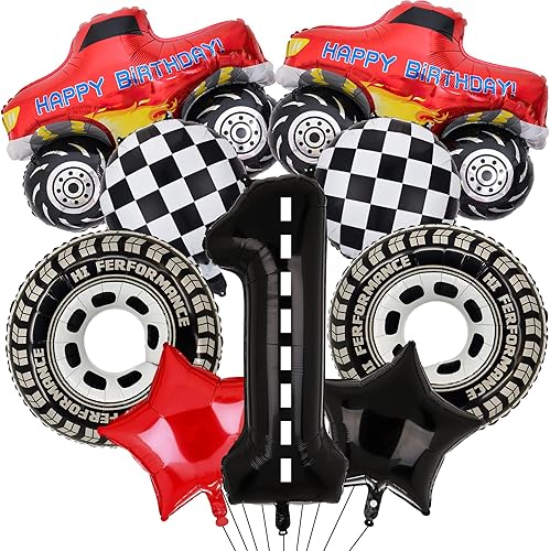 Globo de papel de aluminio con número de cumpleaños de camión para camión, 15. cumpleaños, carreras, suministros de fiesta temática (15)