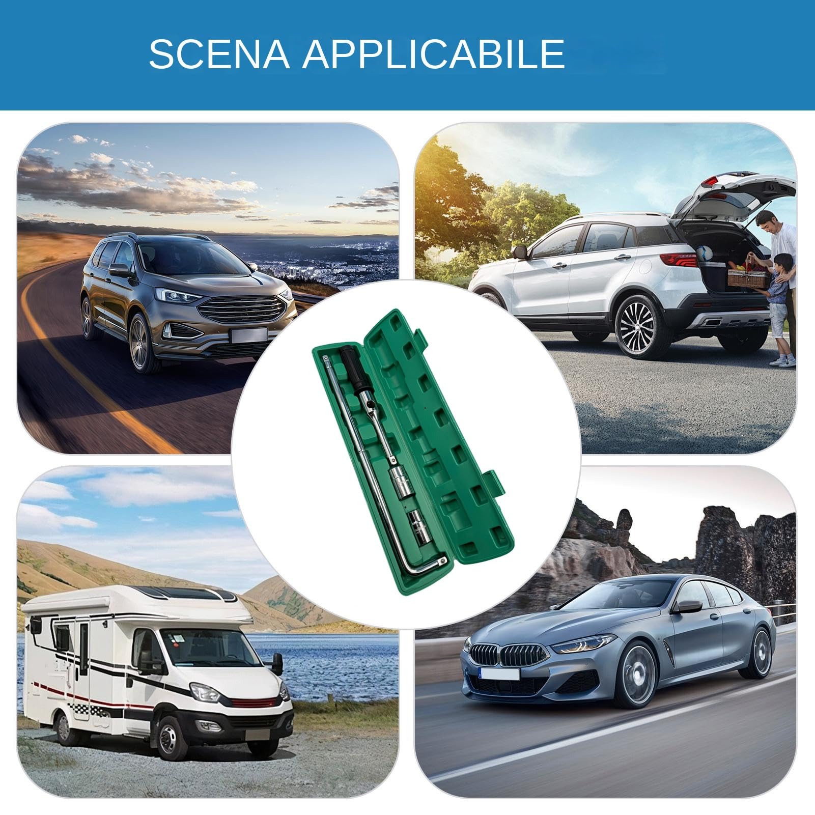Generico Chiave per Dadi Ruota Auto Kit Rimozione Gomme 4 Vie | Kit Riparazione Auto Presa Antiscivolo Strumento Manutenzione Veicoli Rimozione Rapida Auto
