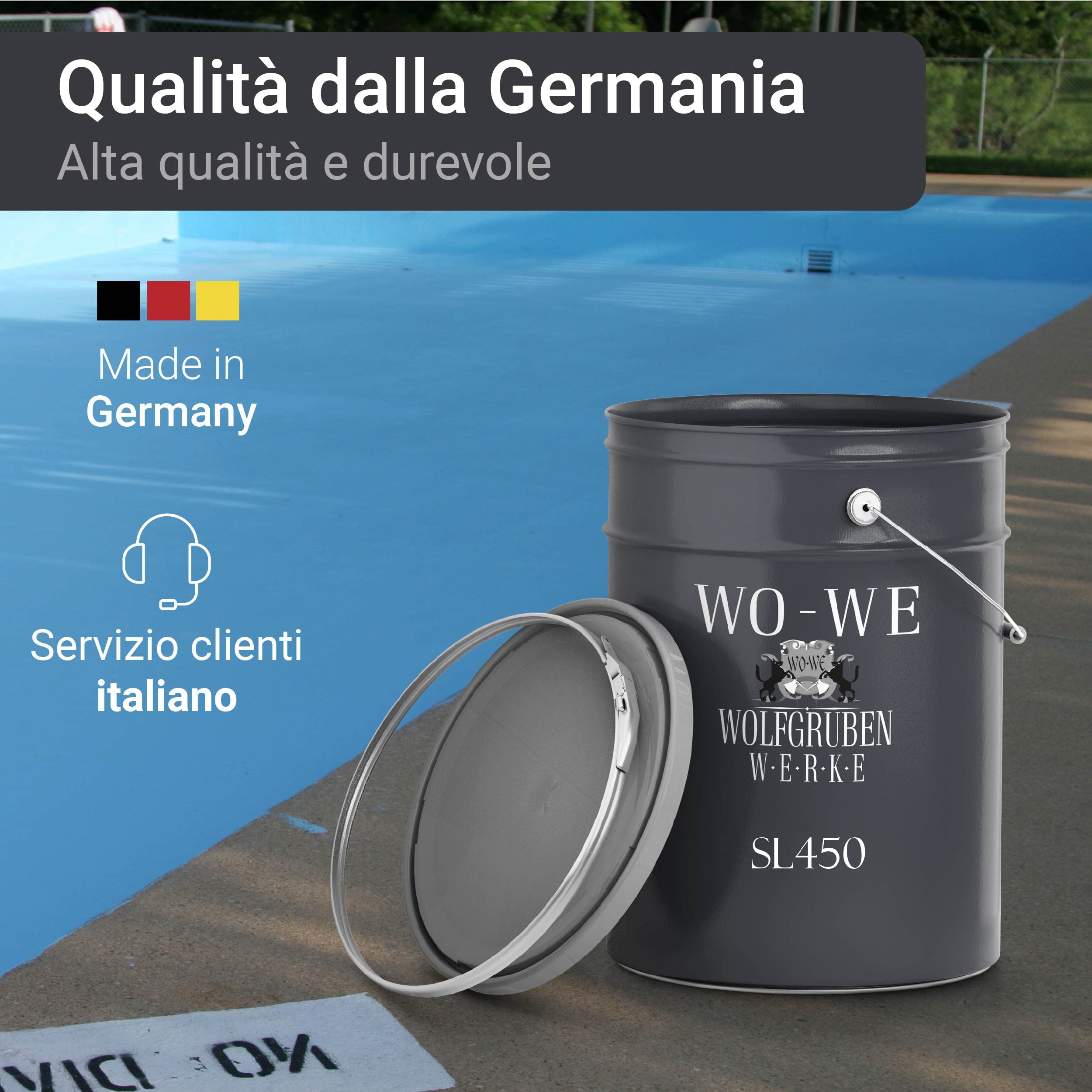 WO-WE Pittura per Piscina Vernice bicomponente Resina epossidica RAL 5012 sim. Blu Luce - 10KG