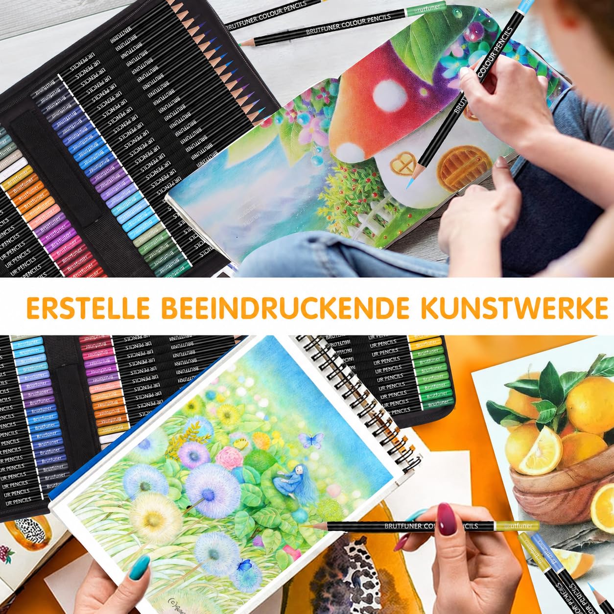 Melifluo 72 Crayons de Couleur Dessin Professionnel pour Adultes et Enfants avec Sac à Fermeture Éclair Soigné et Robuste. avec Livre de Coloriage pour Esquisse, Coloration, Artistes