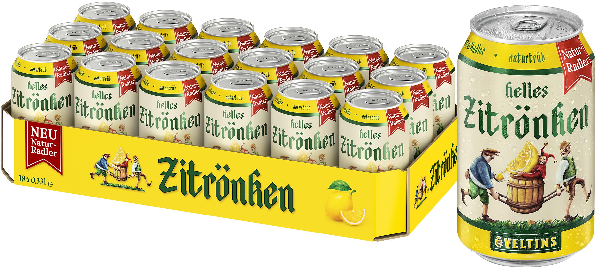 Helles Zitrönken, Biermischgetränk, EINWEG (18 x 0,33 l Dose)