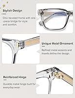 Vista 3 de Madison Avenue Gafas de bloqueo de luz azul con estilo cuadrado de moda para mujeres con estuche, elegantes gafas antirreflejos para computadora