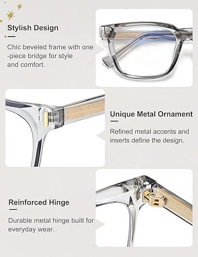 Miniatura 3 de Madison Avenue Gafas de bloqueo de luz azul con estilo cuadrado de moda para mujeres con estuche, elegantes gafas antirreflejos para computadora