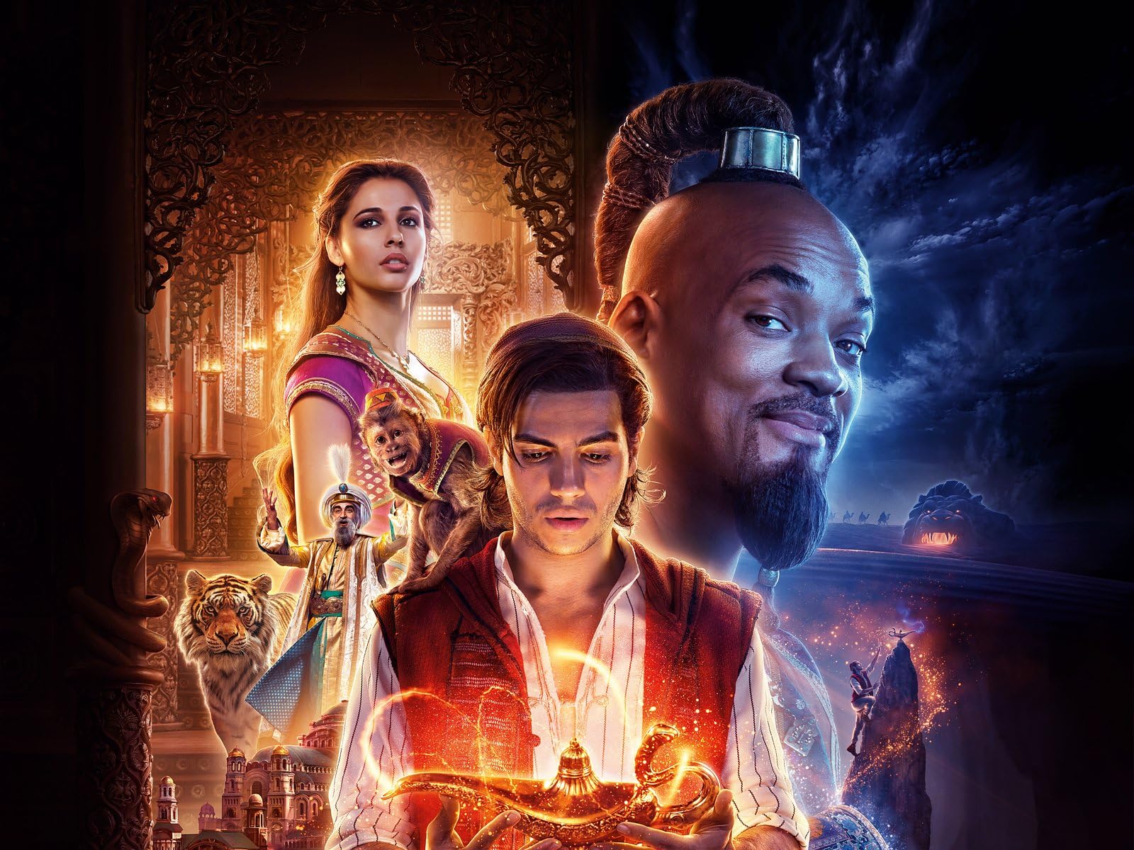 Aladdin 2019 6 A0 Poster on Canvas - Movie Art Poster in varie dimensioni per idee soggiorno o camera da letto. Immagini di film cult senza bordi Classic Iconic 70s 80s 90s Vintage Retro Home Wall De