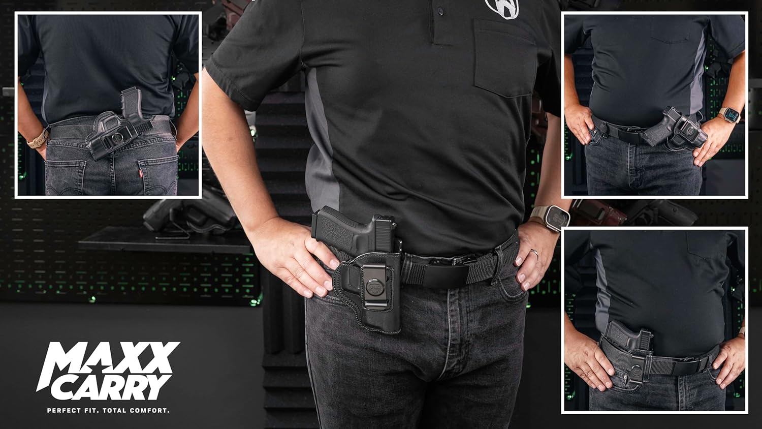 Maxx Carry Multi-Carry 4-Way OWB and IWB Leather Gun Holster fits G 19 Gen 5, 20, 21, 30/S, 45 | S&W SD9VE | CZ P01, P07, P09, P10C, 75 | Sig P226, P229, P320 | Springfield XD 4 Service, XDM