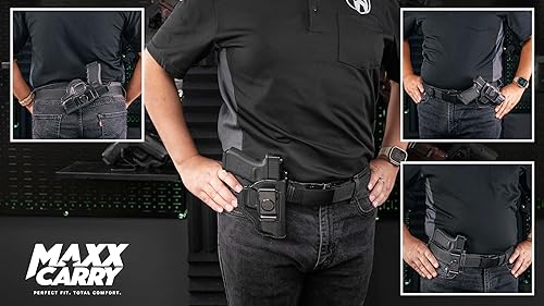 Miniatura 6 de Maxx Carry Funda de cuero para pistola OWB e IWB de 4 vías para G 19 Gen 5, 20, 21, 30S, 45  S&W SD9VE  CZ P01, P07, P09, P10C, 75  Sig P226, P229,