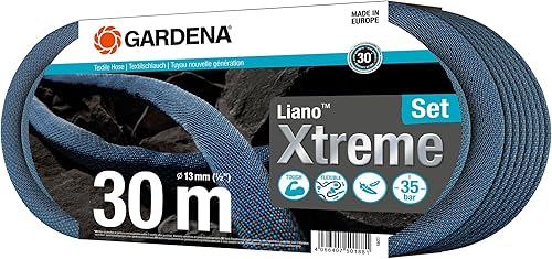 Gardena Liano Xtreme - Juego de manguera de jardín textil extremadamente robusta, para grifos de agua interiores, con tubo interior de PVC, ligera,