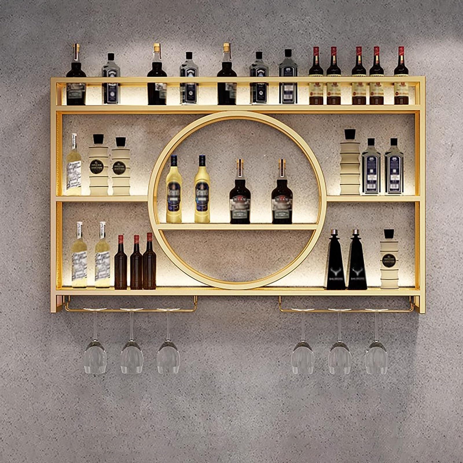 Étagère de rangement de vin en métal mural et finitions industrielles