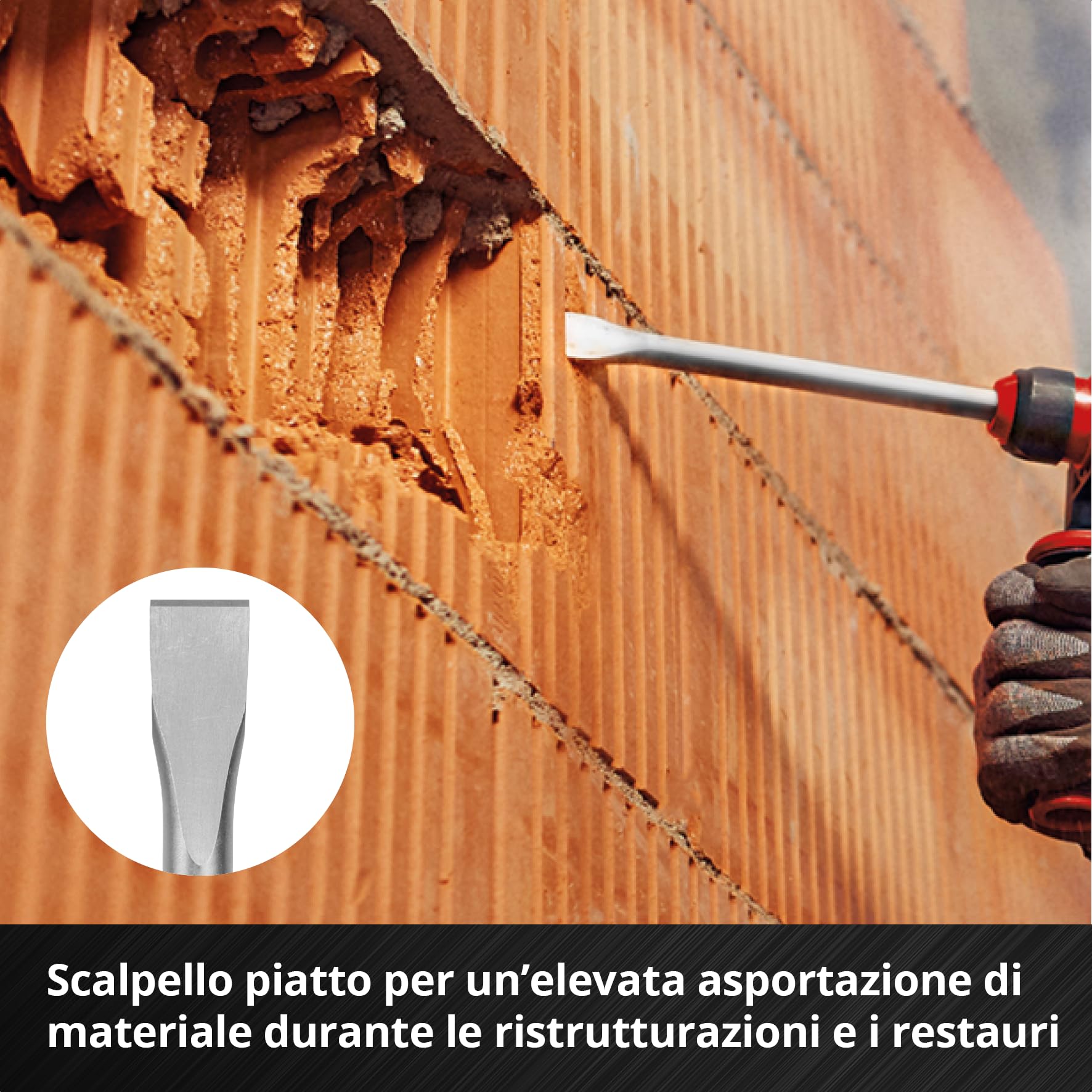 Originale Einhell set di scalpelli SDS Max da 3 pezzi, 400 mm (scalpello a punta, scalpello piatto da 25 mm, scalpello a vanga da 40 mm, acciaio 40 Cr, per lavori di demolizione e ristrutturazione)