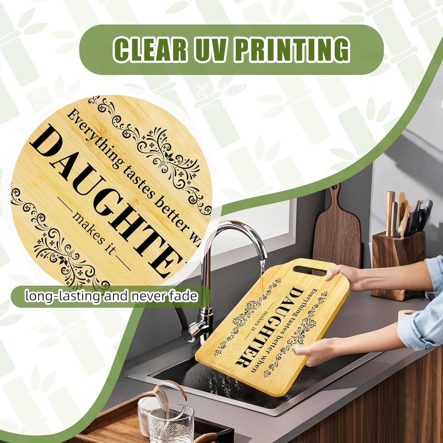 Daughter Gifts from Mom and Dad, Daughters Birthday Gift Bamboo Chopping Boards for Kitchen Use, Mothers Day Gift Idea-Everything Tastes Better When Daughter Makes It - Image 4