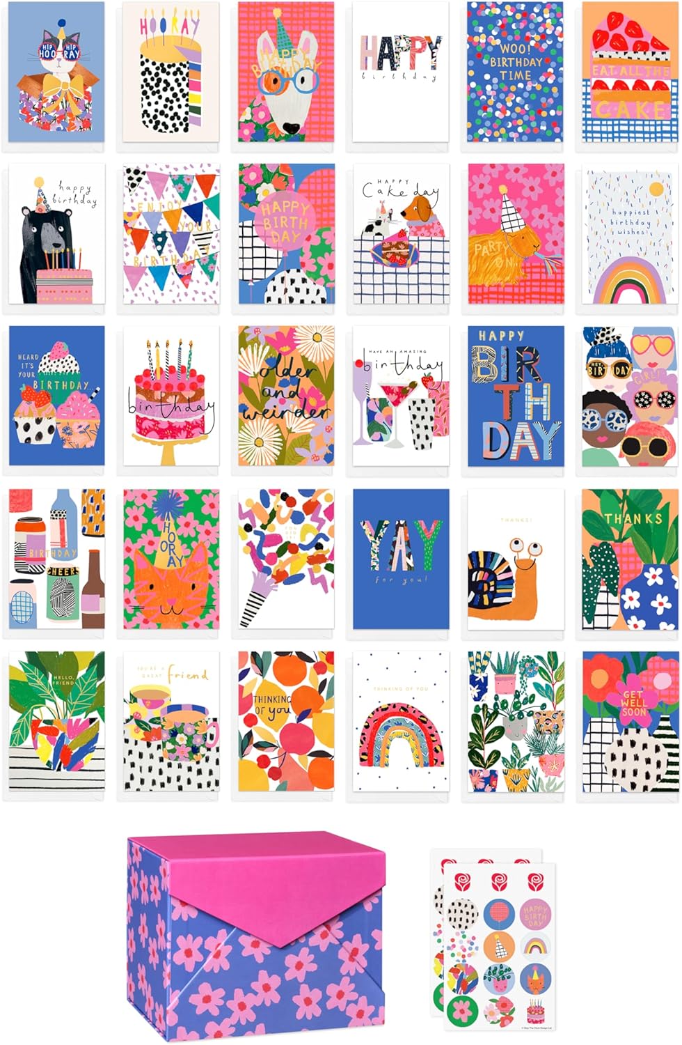 American Greetings 30-Count All Occasions Card Bundle with Keepsake Box and Envelopes- Designed by Stop The Clock