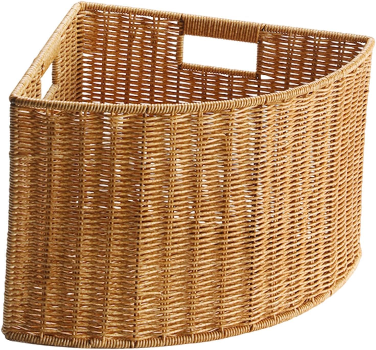 Panier d'angle tissé et boîte de rangement triangulaire étroite de grande taille