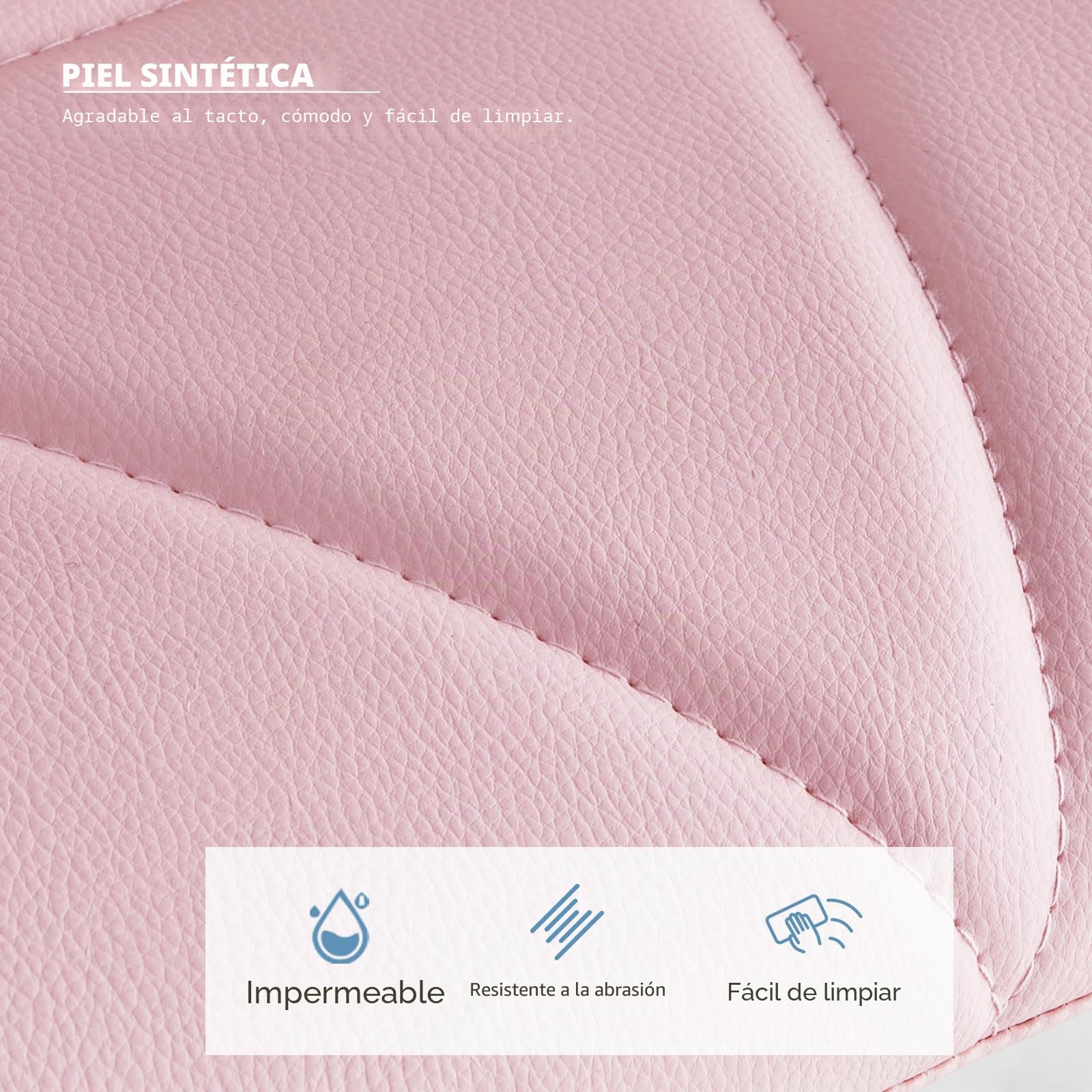 TUKAILAi Silla de Oficina de Piel sintética, Silla de Escritorio Altura Ajustable Ergonómica, Silla Escritorio Juvenil Rueda Transpirable para Estudio Cadeira Escritorio (Rosa)
