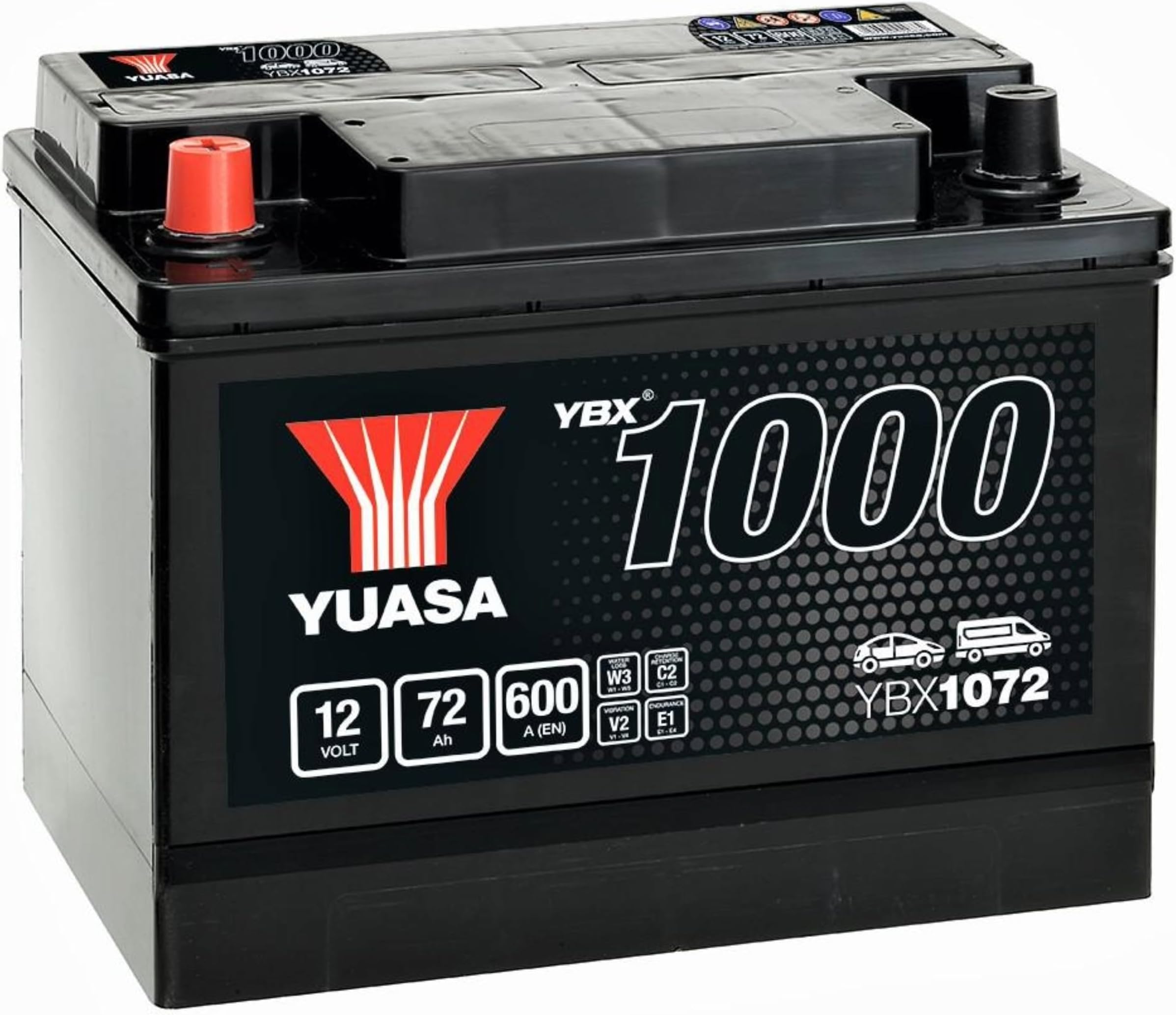 YBX1072 12V 72Ah 600CCA Sealed Maintenance Free High Performance Car Battery
