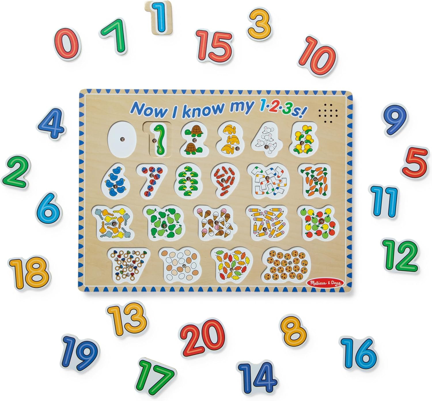 Melissa & Doug Numbers Sound Puzzle - Wooden Counting Puzzle with Light-Activated Sound Effects (21 Pcs)