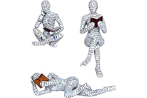 3 Pcs Bookshelf Decor Accents Thinker Statue Reading Figurines