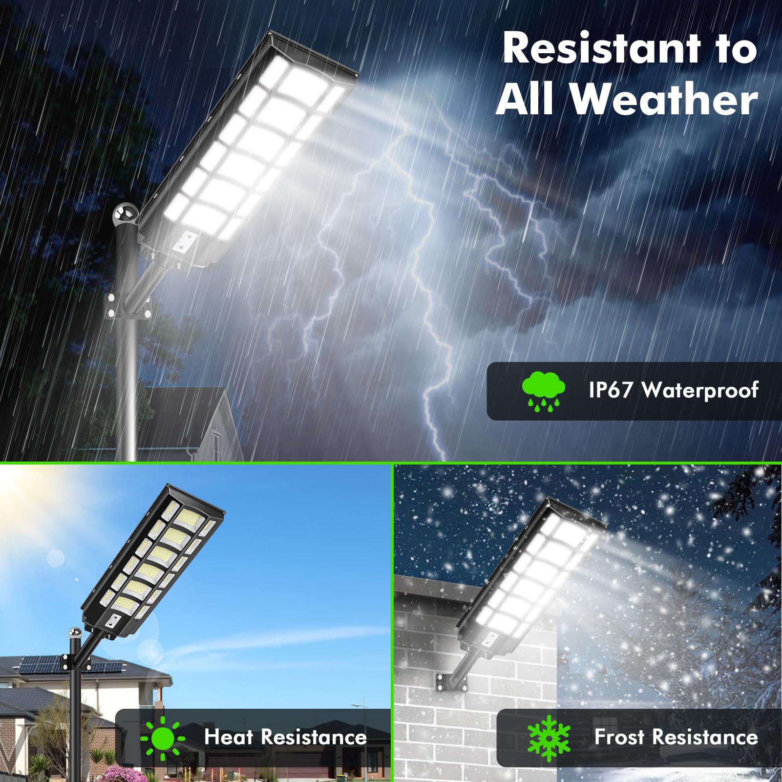 LED Réverbères Solaire Exterieur 1200W 6500K IP67 Etanche avec Télécommande Détecteur de Mouvement
