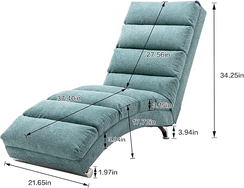 Miniatura 2 de HomSof Silla de interior sin brazos con masaje, tumbona larga moderna con patas de metal para oficina o sala de estar