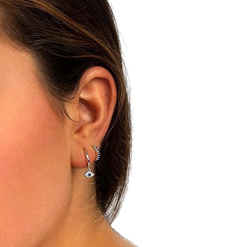 Miniatura 8 de Small Evil Eye Huggie Hoop Earrings Blue Sapphire CZReal 18k gold plated 925 Sterling Silver Nickel Free Lead Free Handcrafted In USA