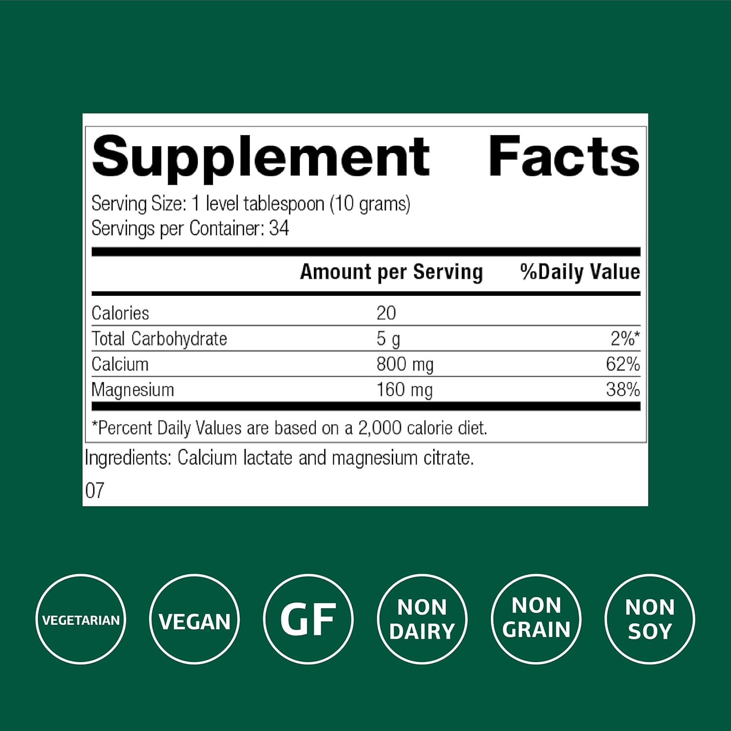 Standard Process - Calcium Lactate Powder - Bone Health & Immune Support - Calcium Magnesium Supplement for Bone Strength & Blood Health - Non-Dairy, Non-Soy & Gluten-Free - 12 oz