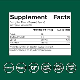 Standard Process - Calcium Lactate Powder - Bone Health & Immune Support - Calcium Magnesium Supplement for Bone Strength & Blood Health - Non-Dairy, Non-Soy & Gluten-Free - 12 oz