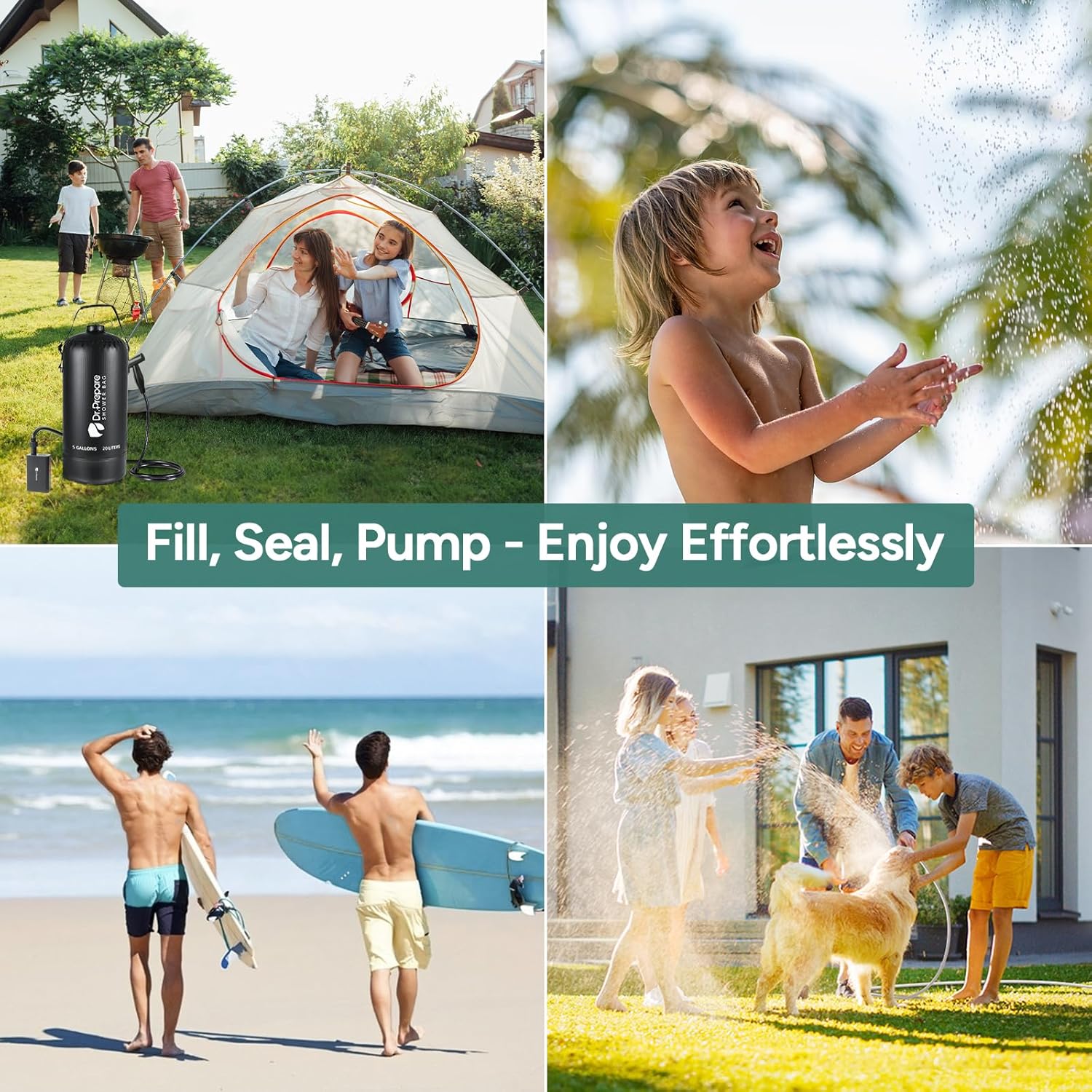 DR.PREPARE Portable Shower for Camping, 4/5 Gallons Camping Shower Bag, Portable Outdoor Shower with Pump for Hiking, Climbing, Pet Cleaning, Car Washing, Beach & Emergency