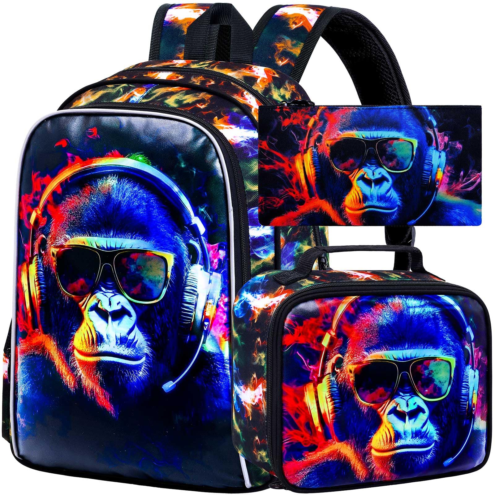 TXHVO 3Pcs Backpack for Boys, 17" Kids Bookbag with Lunch Box, School Backpacks for Elementary Preschool Kindergarten