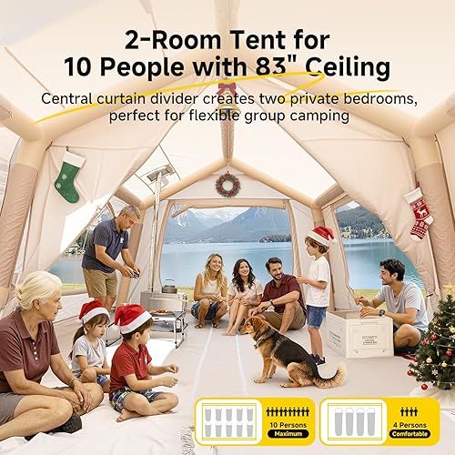 Miniatura 2 de Tiendas inflables inflables para acampar, tienda impermeable Oxford caliente con bomba manual, amplia y fácil instalación inflable tienda de campaña