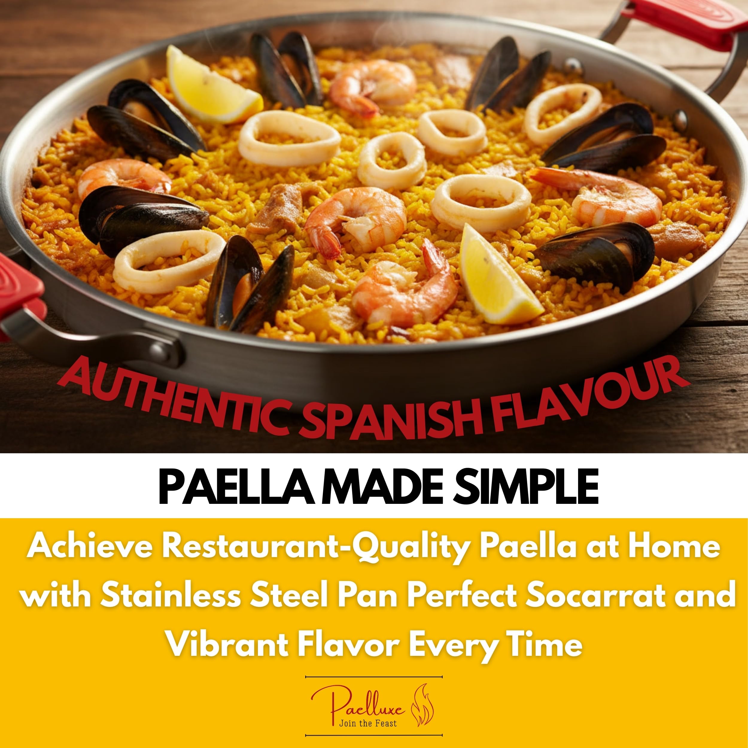 Paelluxe Paella Pan - 13 Inch Stainless Steel -3