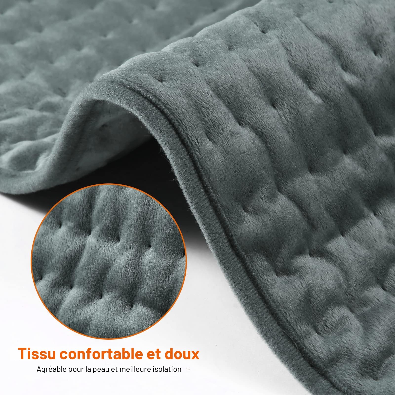 Coussin Chauffant Lombaire Electrique 126x30cm Ceinture Chauffante Gris | 6 Modes Chauffage, 4 RéGlages Minuterie Chauffage Rapide Arrêt Automatique Lavable avec Velcro Pour Dos Cervicales Abdomen