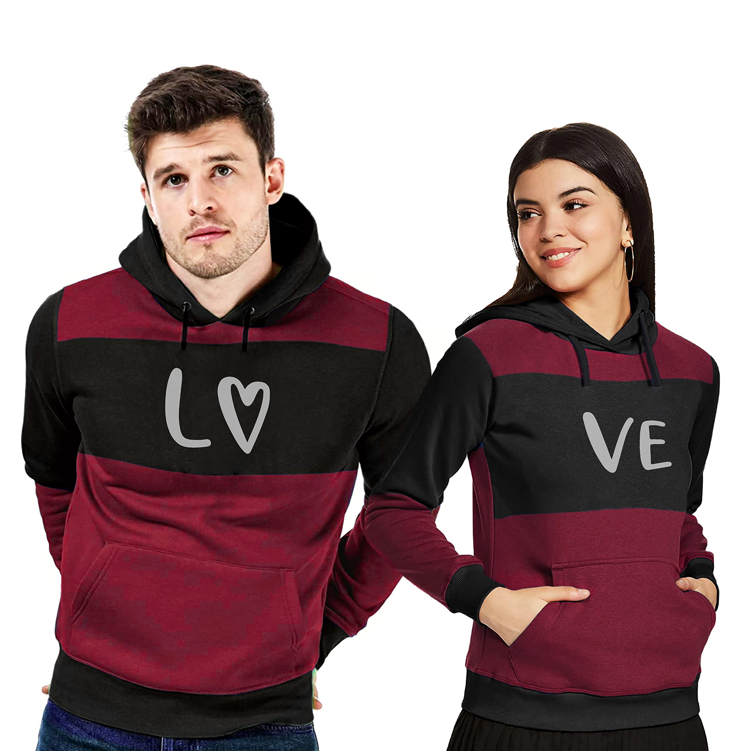 Twinny ZoneCouple Combo Twinning Round Neck Fleece SD Hoodies (Pack of 2)