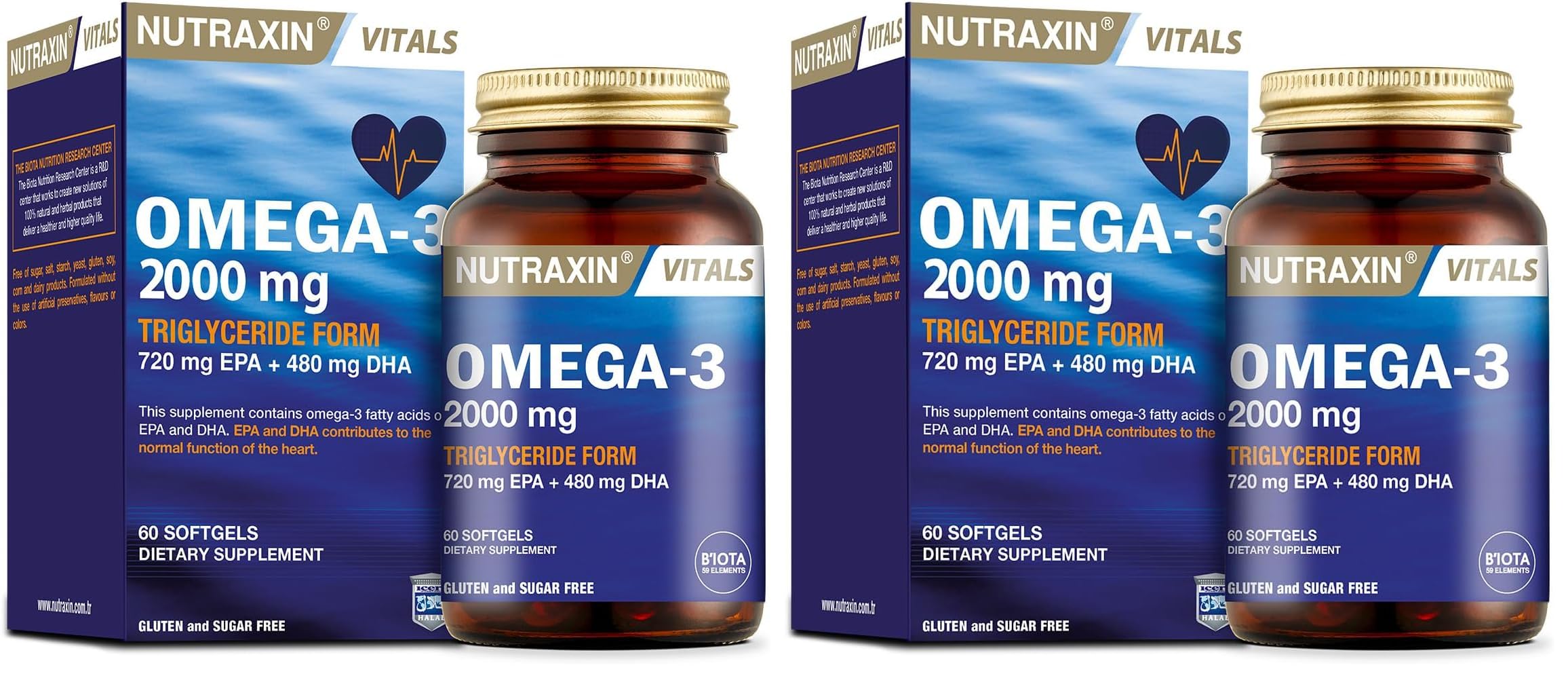 Nutraxin Vitals Omega-3 2000 mg EPA + DHA Balık Yağı içeren…