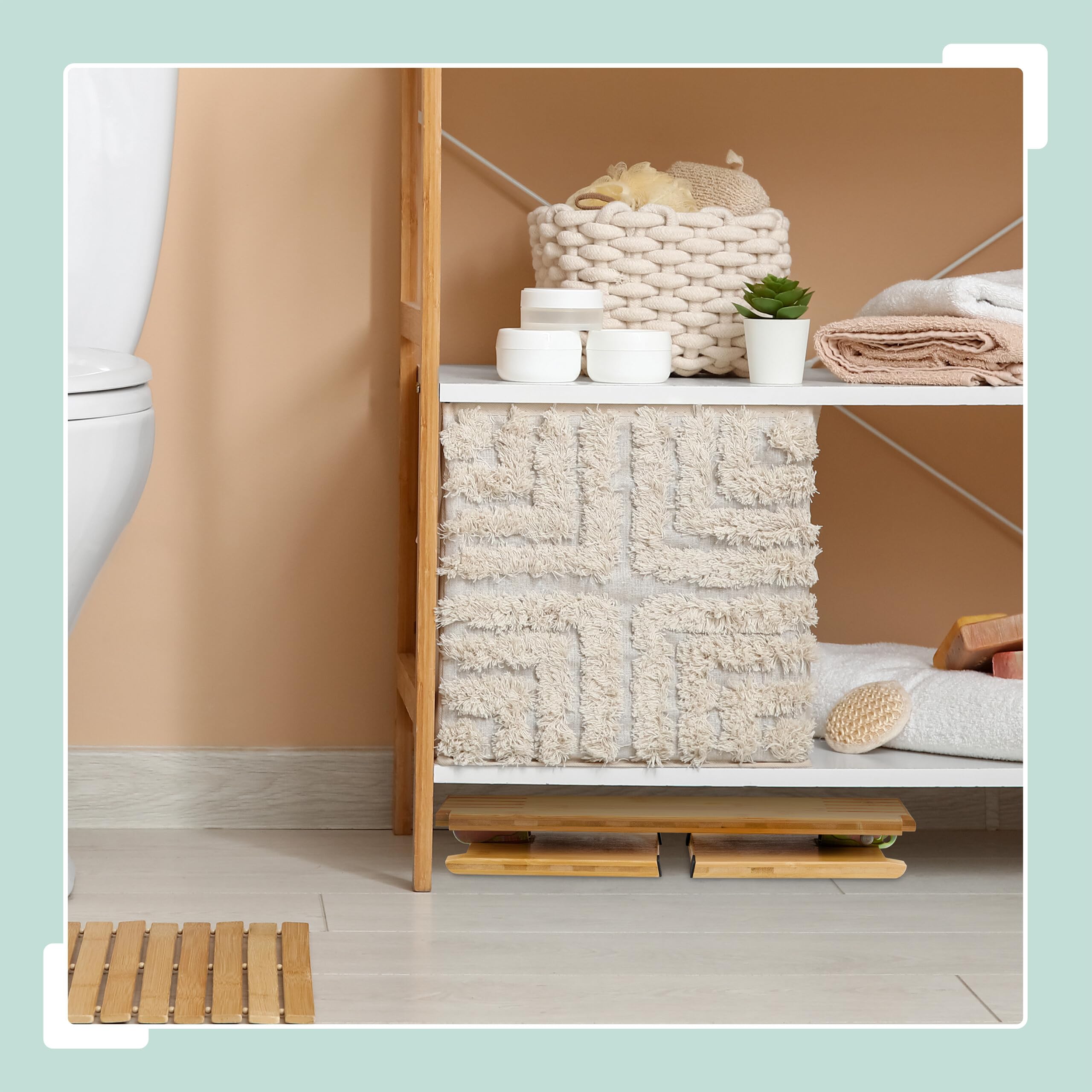 Relaxdays Taburete Fisiológico Plegable, Banco Baño y WC para Defecar, Banquito Sanitario Adulto, 19x48,5x20 cm, Natural