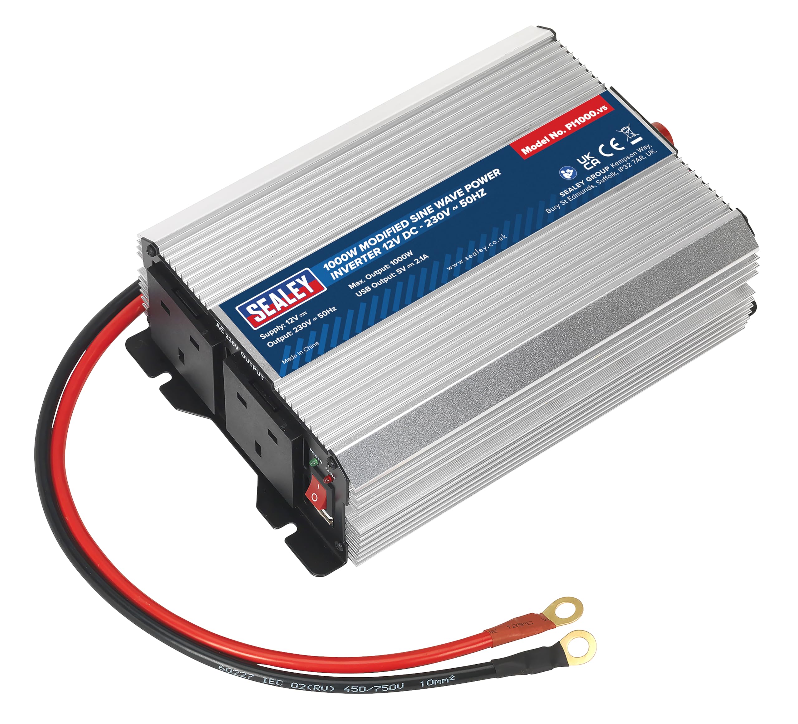 Sealey 1000W POWER INVERTER 12V DC - 230V 50Hz - PI1000