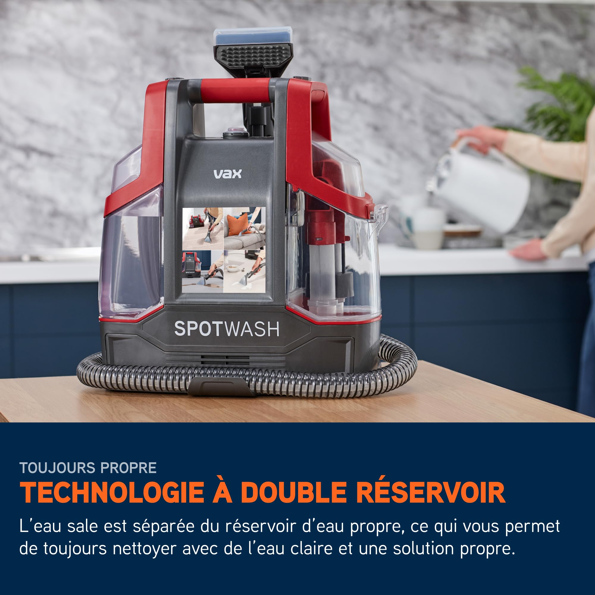Vax SpotWash Spot Nettoyeur, détachant pour shampouineuse tapis et tissus d'ameublement, séchage rapide et nettoyage en profondeur quotidien pour les escaliers, canapés, voitures et sols durs