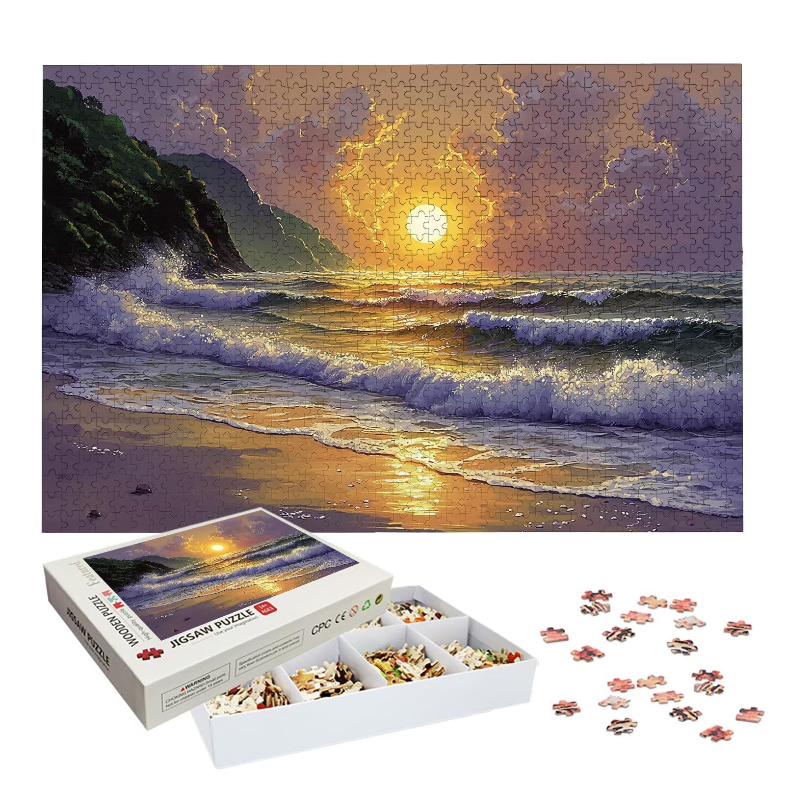 Puzzle 4000 Pezzi Spiaggia, Puzzle Paesaggio 4000 Pezzi Arte per Adulti e Bambini, Misura: 141.5x87.5 cm, Puzzles Legno per Adulti con Squisita Scatola di Imballaggio, Regalo Donna, Regalo Uomo, -9009