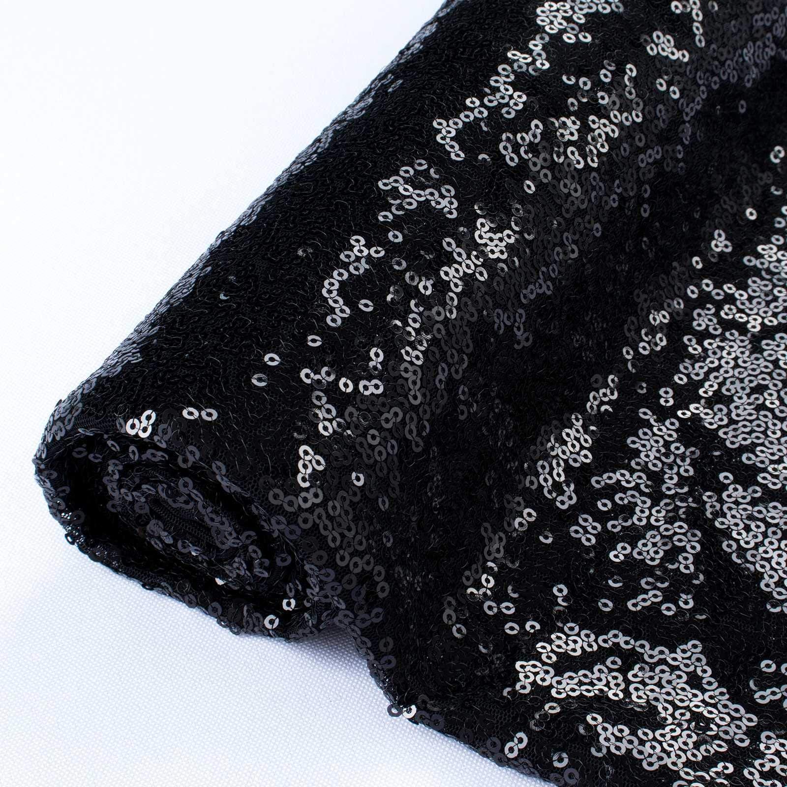 Pardecor Sequin Fabric by The Yard Glitter Fabric Mesh Sequin Fabric for Sewing Clothes Gowns Dress Top Jacket (1 Yard, Black)