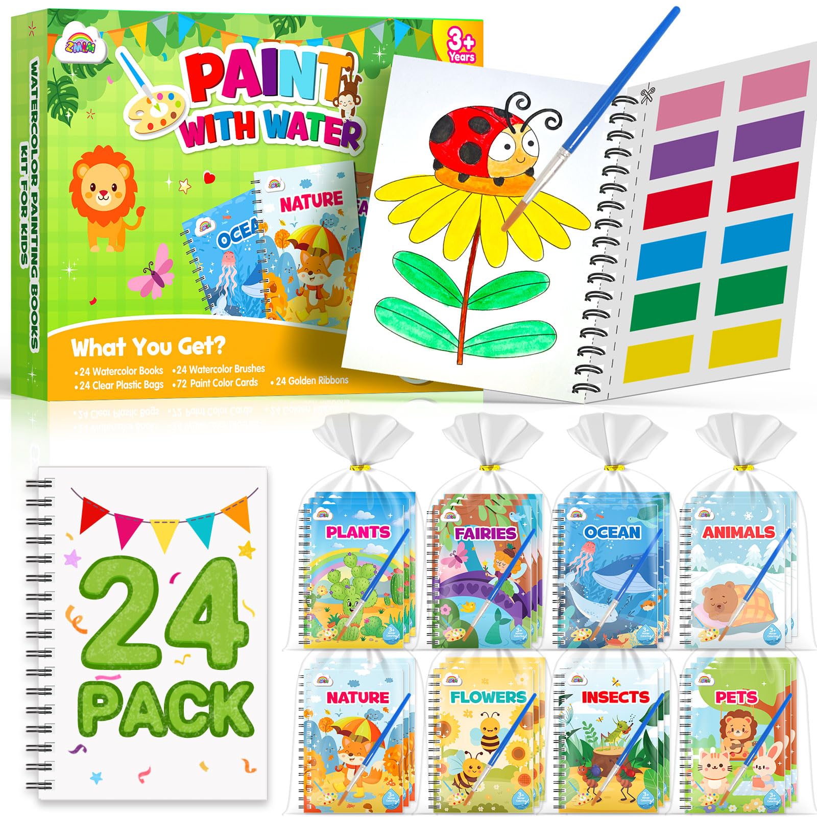 ZMLM 24 Pack Nature Coloring Books - Birthday Party Favors for Kids 4-8