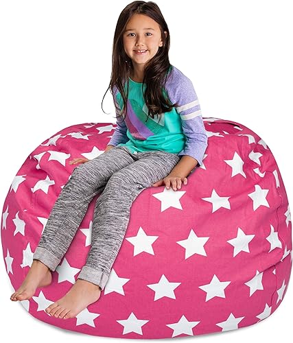 Miniatura 374 de Posh Stuffable - Sillón puff con almacenamiento para niños, contenedor de animales de peluche, organizador de juguetes de niños Lienzo Burbujas Azul
