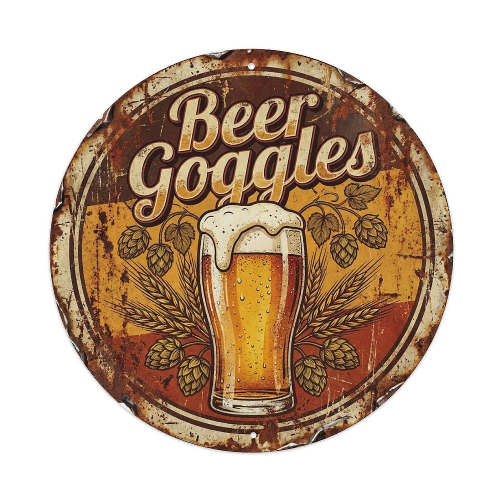 Vintage Beer Brewery Beer Goggles Retro Bar for Pub Vintage Metal Tin Sign Plaque Wall Decor for Cafe, Club Bar, Office, Garden Metal Poster 8x8Inch