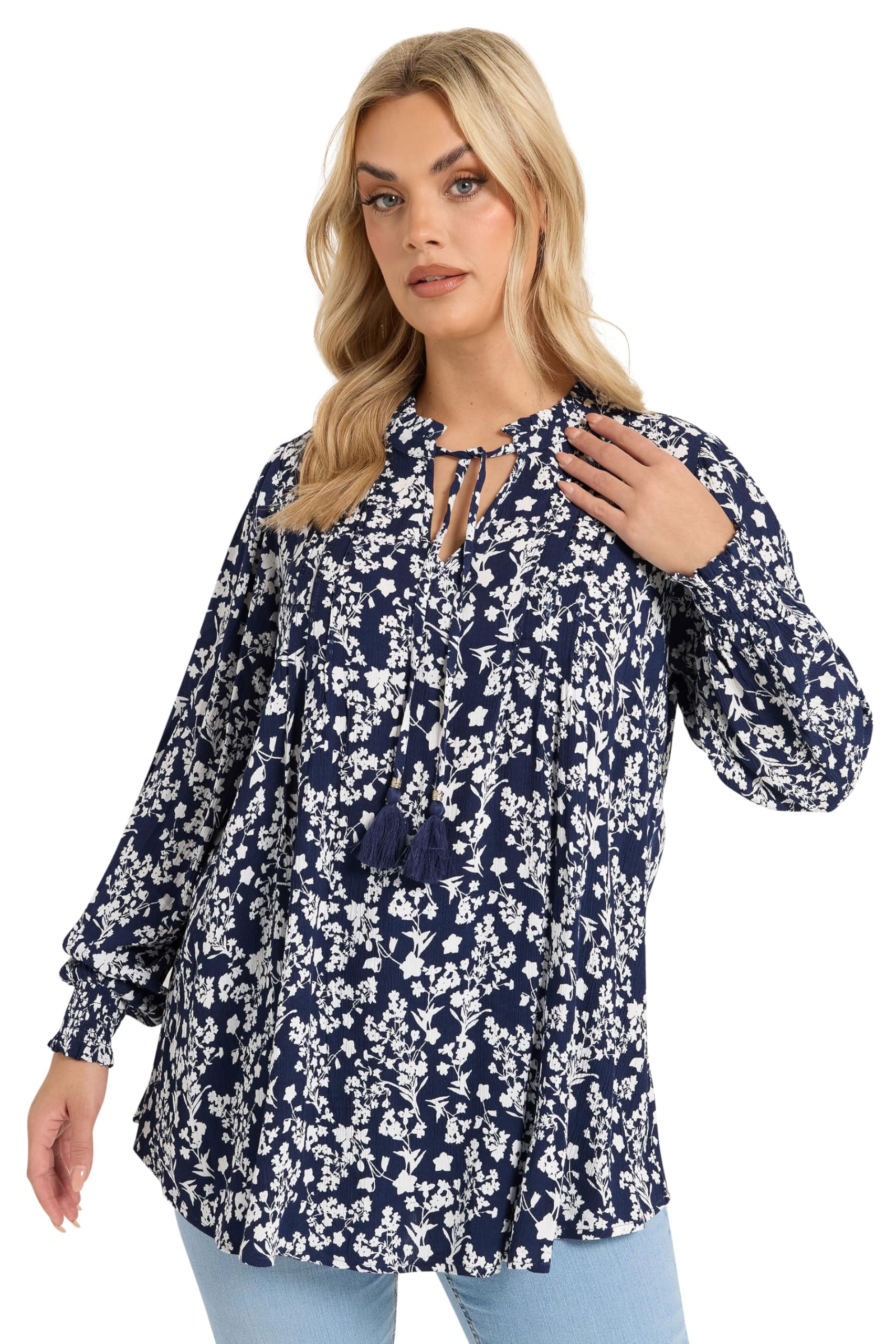 Yours - Women's Blouse - Sequin Embellished Tie Neck - Dark Blue - Size 22-24