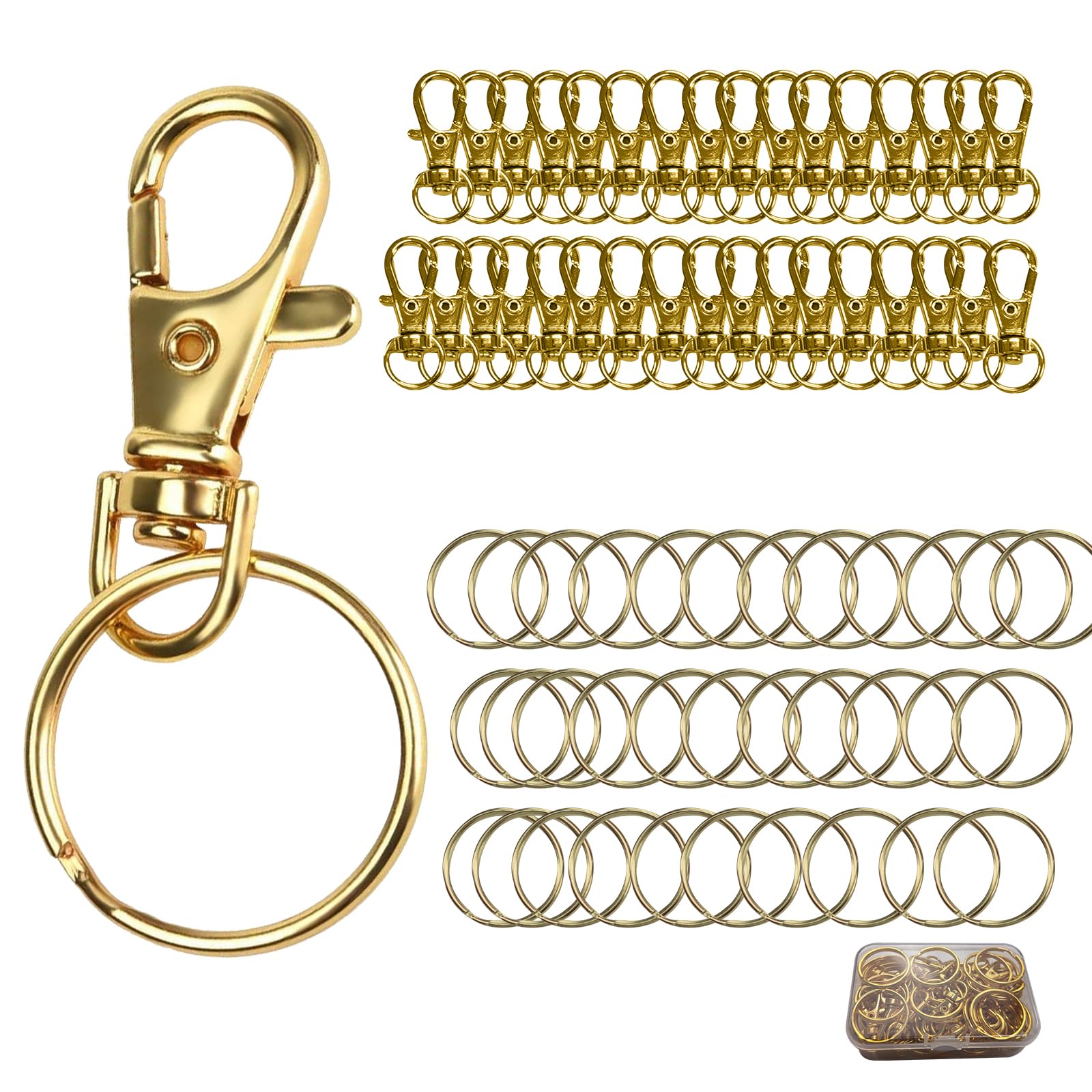 KAIRSORY Keychain, 68PCS Swivel Snap Hooks with Key Rings, Metal Lobster Claw Clasp,34PCS Keychains Clips Hooks and 34PCS Key Chain Rings,Keychain