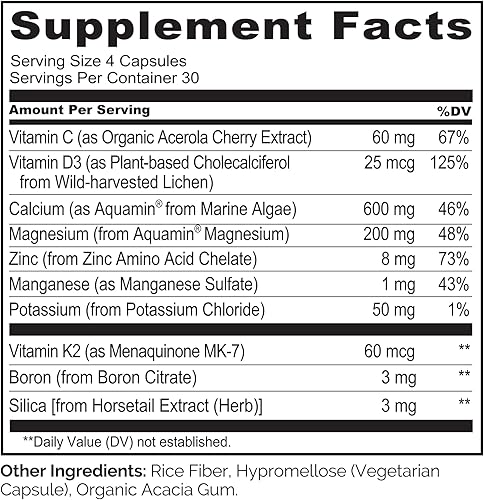 Miniatura 3 de NATURELO Fuerza ósea  Calcio a base de plantas magnesio potasio vitamina D3 VIT C K2  OMG soja ingredientes sin gluten suplemento alimenticio